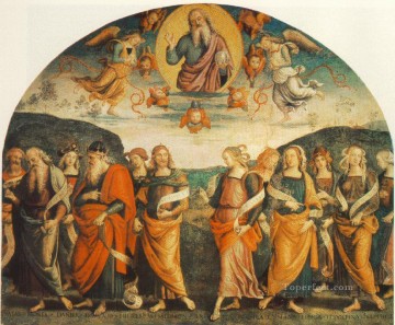  Perugino Decoraci%c3%b3n Paredes - El Todopoderoso con los profetas y las sibilas Renacimiento Pietro Perugino